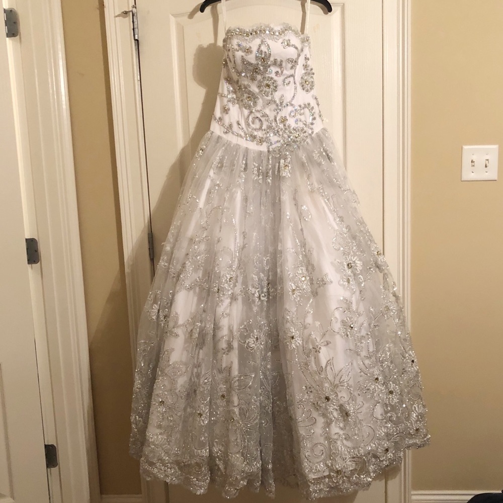 White Embroidered Ball Gown